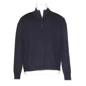 Faconnable Thick Merino Wool Sweater 1/4 Zip Black Men's Size Small